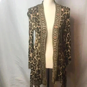 RUBY RD WOMENS‎ SMALL PETITE CHEETAH PRINT Sweater